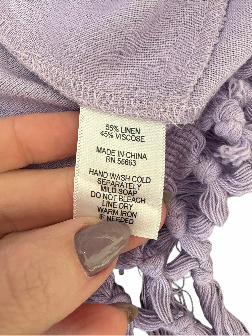 For Cynthia - NWT Lilac Linen Blend Fringe Hem Shift Dress Sz S - Picture 6 of 6
